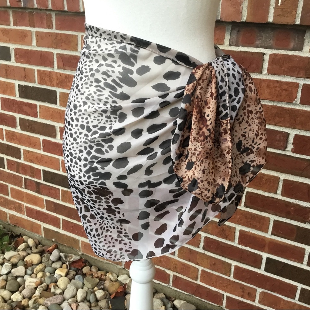 Sheer Animal Print Swim Coverup Lightweight Summer Scarf Wrap